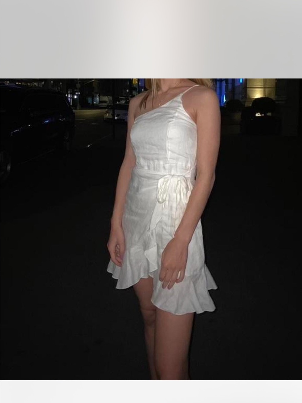 White One-Shoulder Ruffle Mini Dress - Picture 3 of 5